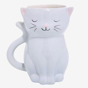 White Kitten Ceramic Planter, Like New/EUC